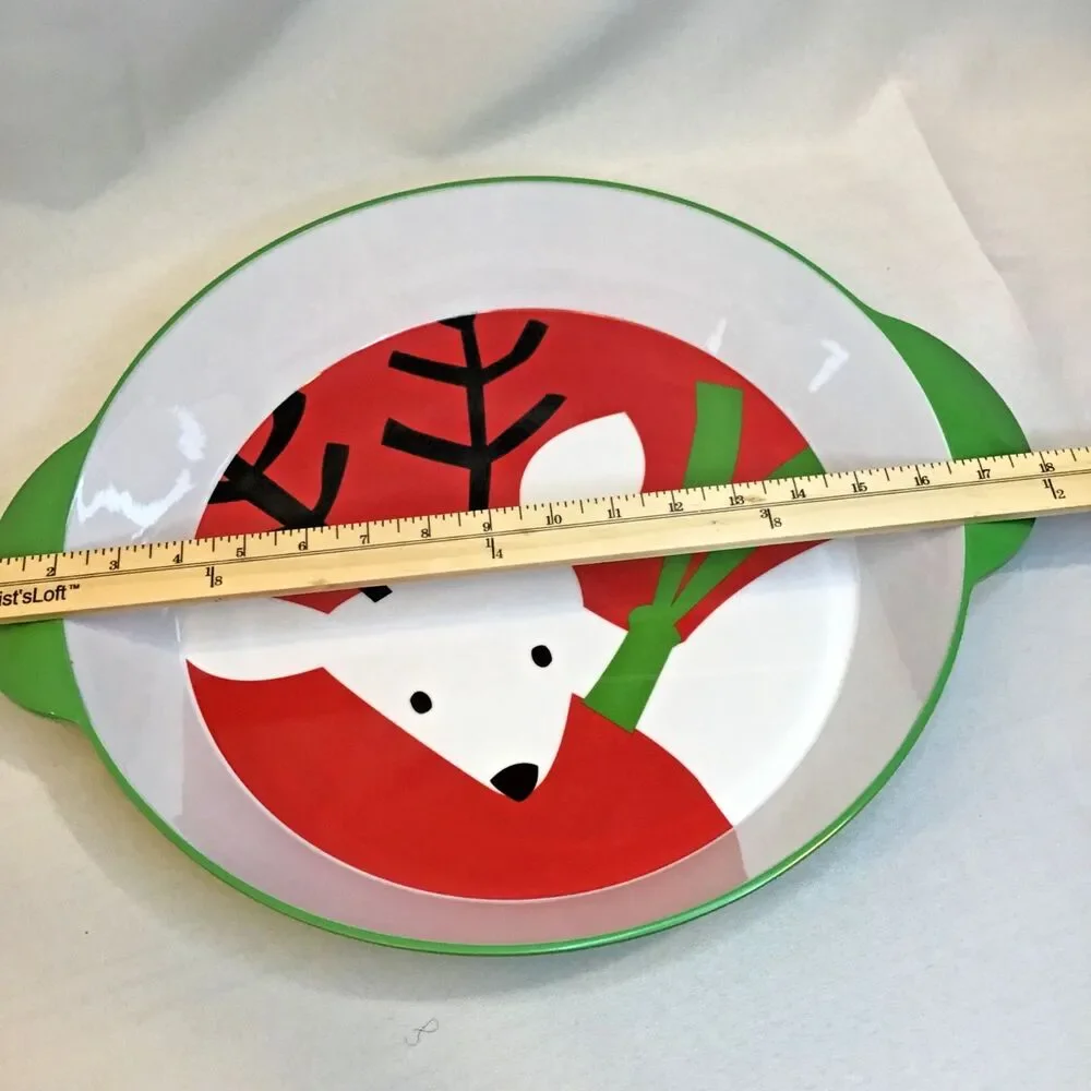 Christmas Reindeer Holiday Platter 15 Inch Melamine